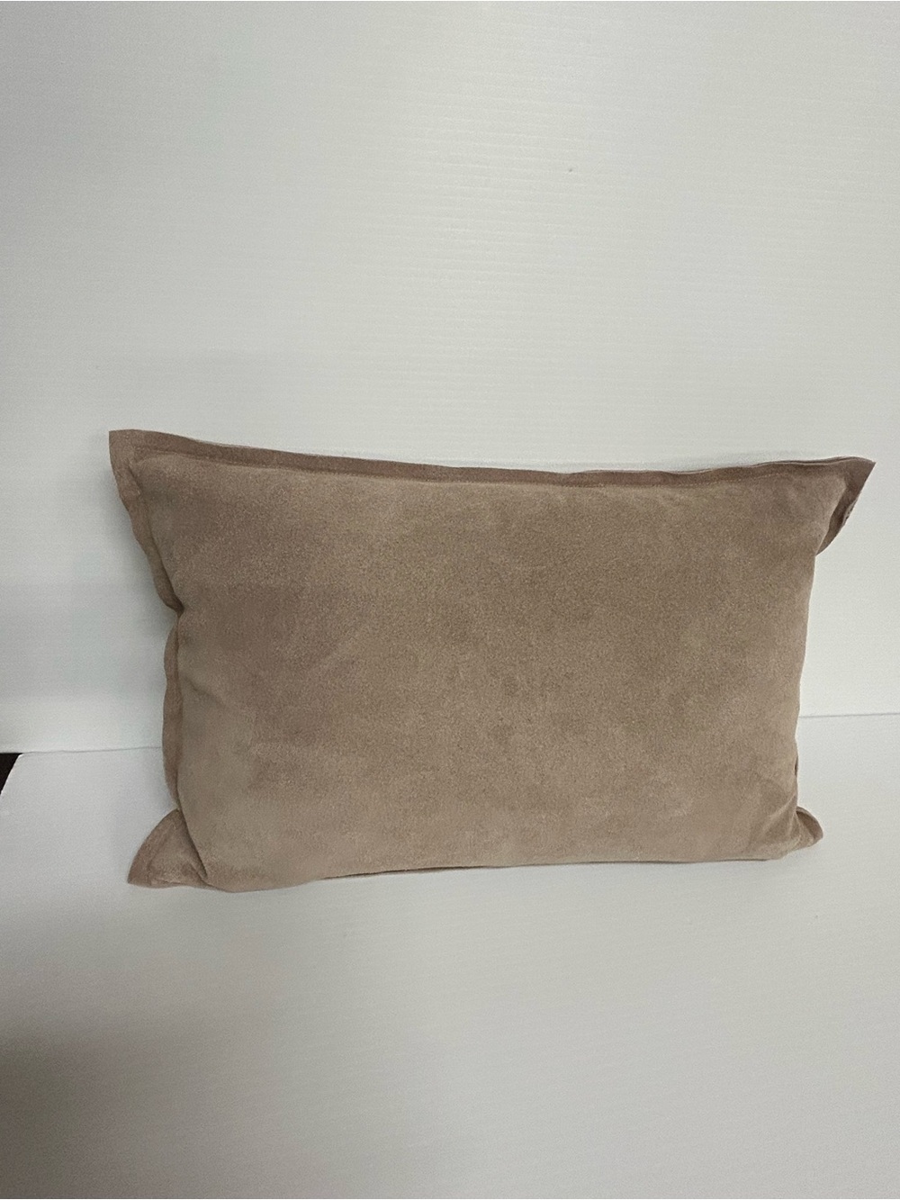 Crate & Barrel Beige Suede Feather Down Pillow 12x18
